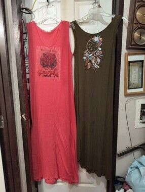Lot of 2 Sleeveless.Maxi Poly/Cotton Maxi Summer Dresses Extra Large